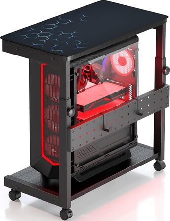 Регульована підставка для комп'ютера/ПК з роликами та підкладкою під мишу, чорна