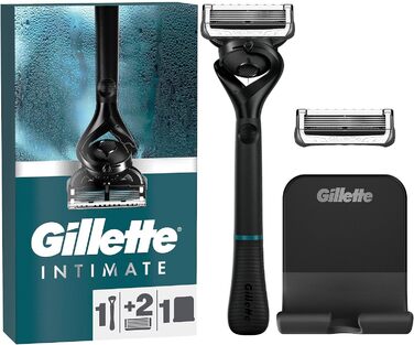 Інтимна бритва Gillette i5 для чоловіків, водонепроникна, бездротова, з 2 лезами та вішалкою для душу