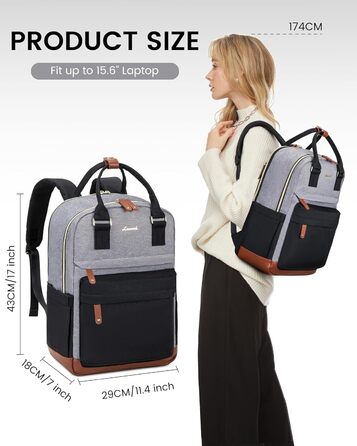 Жіночий рюкзак LOVEVOOK: водонепроникний, для ноутбука 15.6