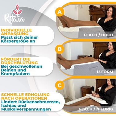 Ортопедична подушка для ніг Ritalia Venenkissen: підтримка ніг, лікування варикозу, 3 рівня висоти, сіра