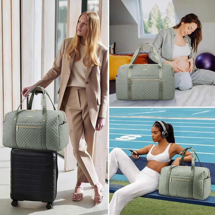 Спортивна сумка LOVEVOOK для жінок з відділенням для ноутбука, 35L, сіро-зелений колір