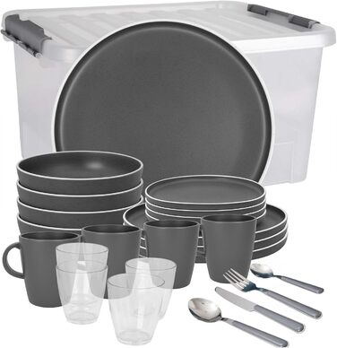 Набір посуду BRUNNER Melamin Camping | 12 предметів - тарілки та миски для 2-4 осіб | DOLOMIT Midday, стікельний, стійкий до подряпин (All Inclusive 36+1)