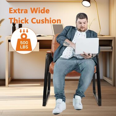 Крісла для відпочинку Big & Tall Clatina з підлокітниками, шкіра, стаціонарна база, без коліс, для офісу, лобі, дому, переговорів, конференцій, зони відпочинку, коричневий, 1 шт.