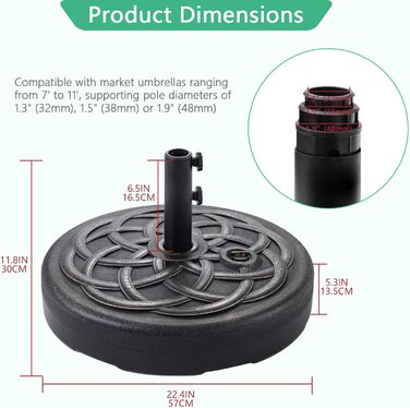 Підставка для парасольки Helios&Hestia Robuster, пластикова, заповнюється водою/піском, для вулиці, 31,8 кг, бронза