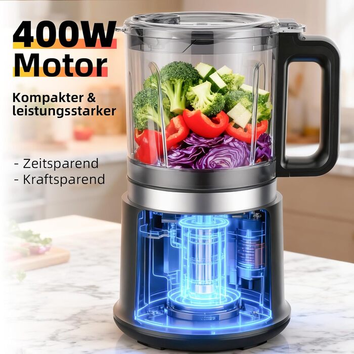 Електричний подрібнювач Multizerkleinerer | 400W, 2 швидкості, нержавіюча сталь, міксер, 0.95L, сірий