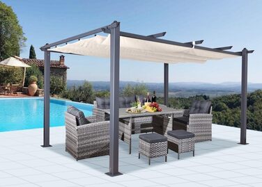 Пергола Jet-line Luxor 4x3 м, алюмінієва, антрацит-беж, сонцезахист для тераси та саду, UV-захист, стовпи 10x10 см