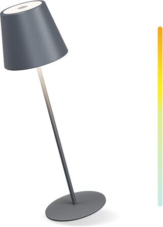 LED настільна лампа MALUX бездротова з торшевим керуванням, регулювання яскравості, тепле біле світло 2700K-4000K, метал, акумулятор, водонепроникність IP54, для саду, їдальні, спальні, робочого кабінету, балкону, готелю (темно-сірий)
