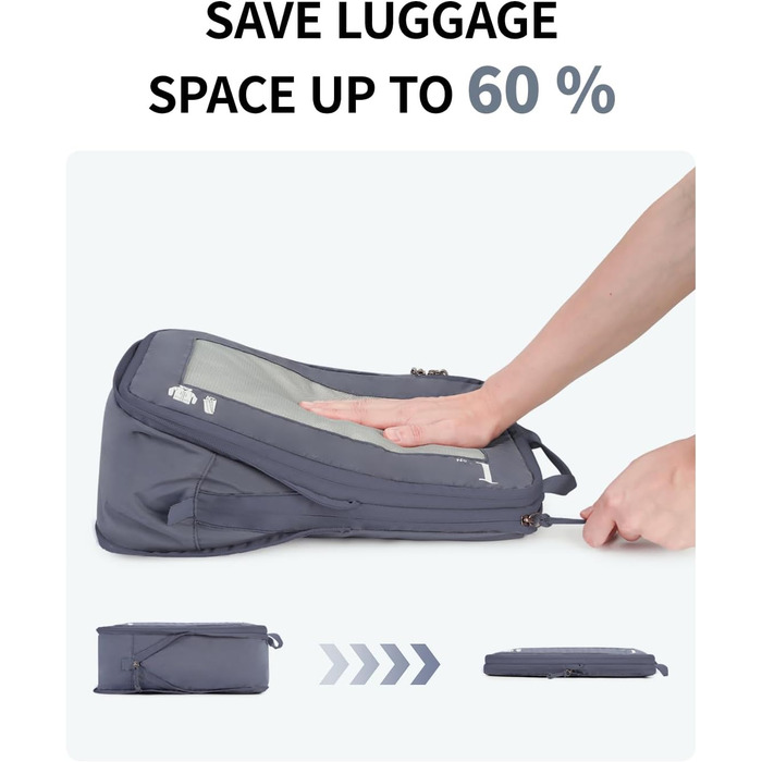 Набір компресійних органайзерів для одягу в подорож ECOHUB, 5 предметів, темно-сірий
