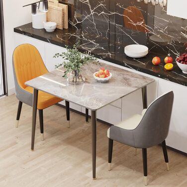 Стіл кухонний FATIVO, 80x80 см, білий глянцевий, для 2 осіб, скандинавський стиль, металеві ніжки