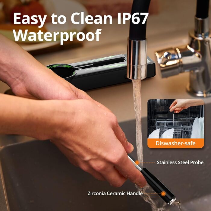 Бездротовий термометр для м'яса з Bluetooth, 100 м, розумні рецепти, LED-дисплей, для приготування їжі, кухні, BBQ, грилю