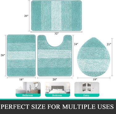 Набір килимків для ванної кімнати Bsmathom, 4 шт., з кришкою для унітазу, м'які, вбираючі, нековзні, машинне прання, килимок з U-подібною контуром, коврик для унітазу, помаранчевий/блакитно-зелений (Відтінок раю)