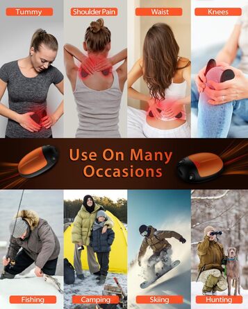 Електричні грілки для рук VTHW, набір 2 шт. - 20 годин тепла, USB, 3 температурні режими, для спорту та Raynaud's, помаранчевий