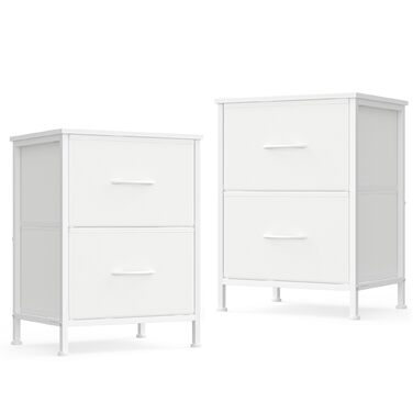 Приліжкова тумбочка SONGMICS з 2 висувними ящиками, комод, шафка для зберігання, сталь, MDF, фліс, для спальні, коридору, вітальні, чорний колір