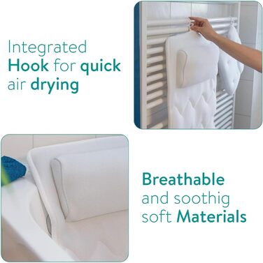 Набір для ванни Navaris: килимок та подушка для ванни - 125x42 см, білий