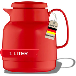 Термос Helios Mondo, 1 літр, червоний, з пластиковою ізоляцією