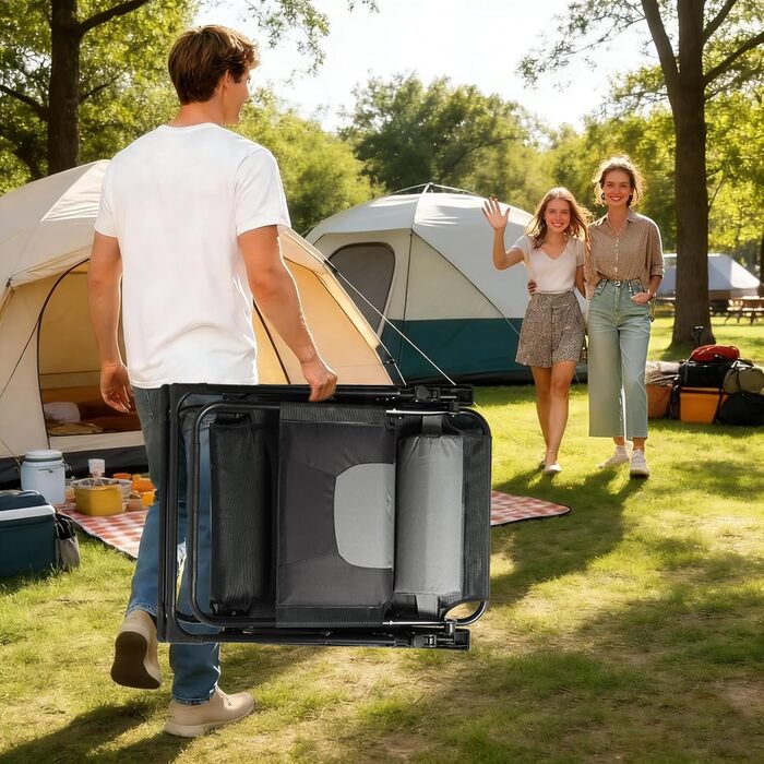 Розкладне ліжко для саду, широке 72 см, з підстаканником та подушкою, для відпочинку на вулиці, на терасі або балконі (Бежевий)