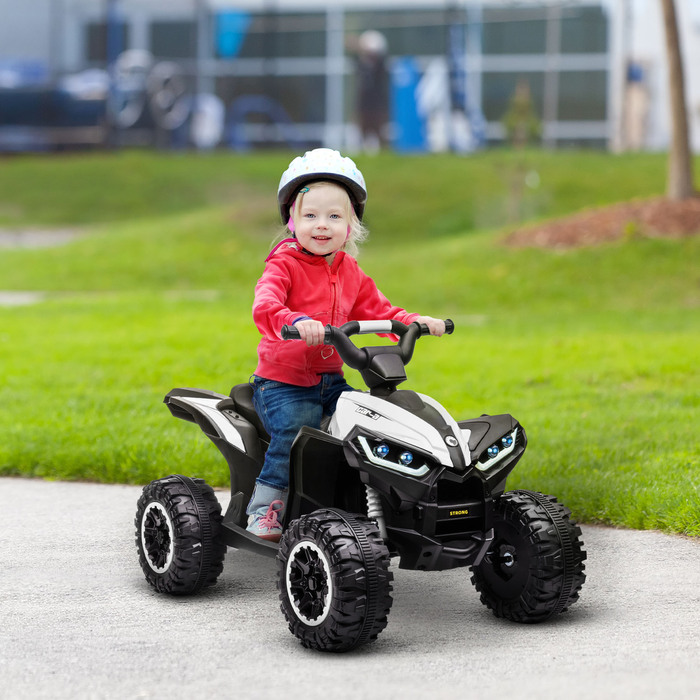 Електромобіль для дітей Kinder-Quad, 6 км/год, звукові та світлові ефекти, розміри: 83 см x 53 см x 55,5 см, чорний + білий