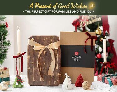 Набір дерев'яних обробних дощок XINZUO з акації (35x25x2.6 см) з антиковзаючими ніжками та соковидною канавкою