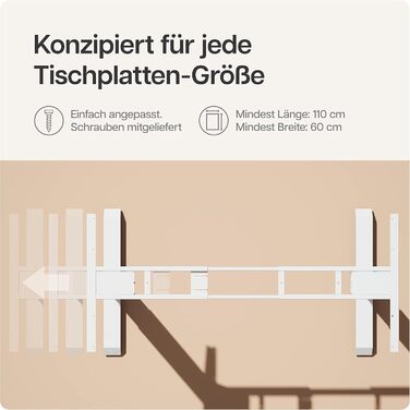 Регульований стіл Desktronic з підйомним механізмом - електричний, з сенсорним керуванням, білий. Висока вантажопідйомність.