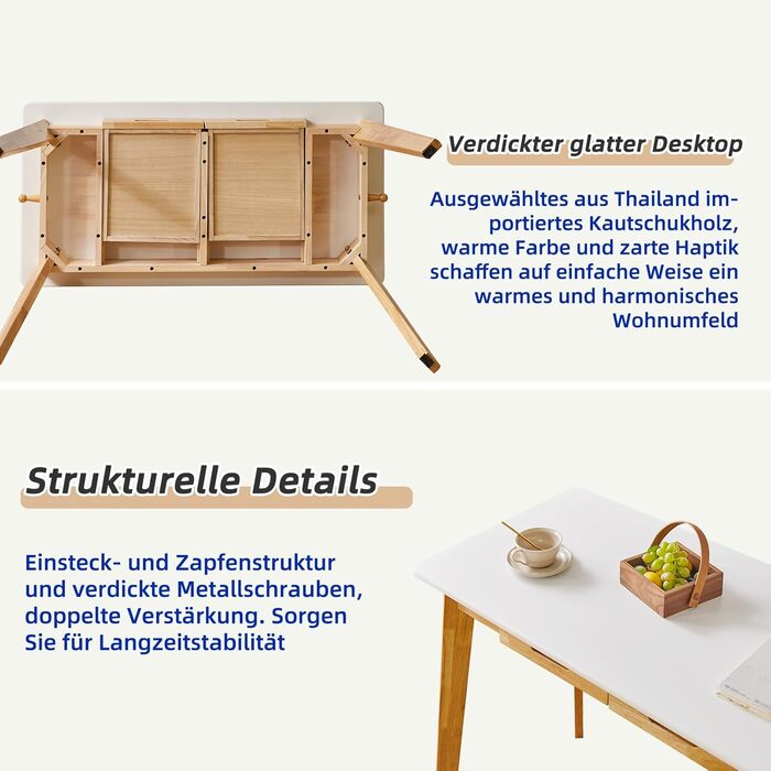 Дерев'яний письмовий стіл з шухлядою та вішалкою, 100 x 50 x 75 см, YD-WD01N. Компактний комп'ютерний стіл з натуральним деревом.