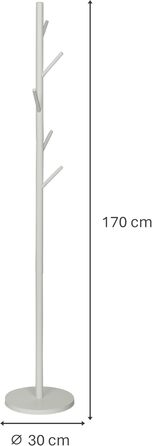 Настінний вішак для одягу Loft - металевий, білий, 5 гачків, 170 см - для прихожей, спальні, офісу