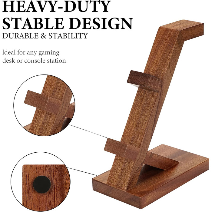 Підставка для геймпадів та навушників GEEKRIA з масиву дерева - універсальна для PS4/PS5/Xbox/Switch/8BitDo (колір: коричневий)