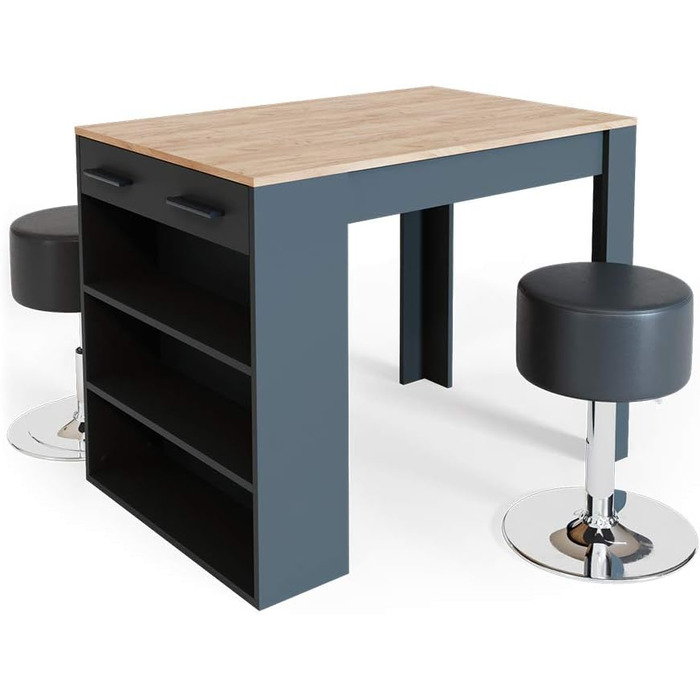 Набір обіднього столу Vicco Repose з 2 барними стільцями, 67x100 см, антрацит/дуб Голдкрафт