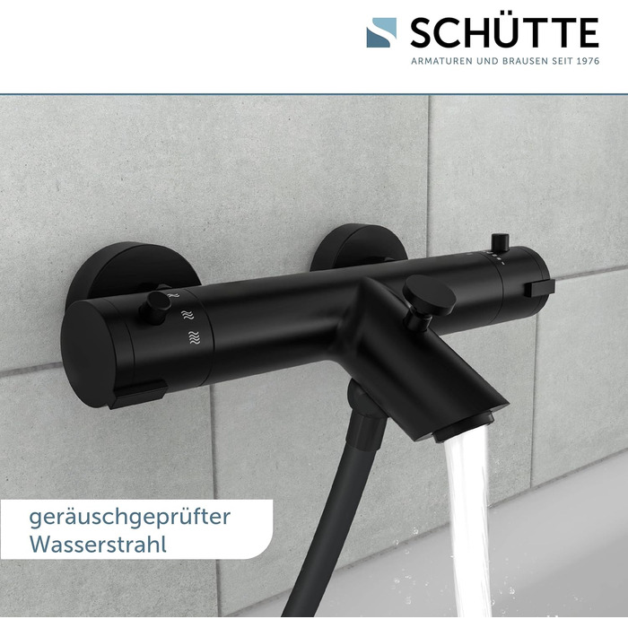 Змішувач для ванни Schütte London з термостатом, захист від опіків 38°C, хромований (чорний)