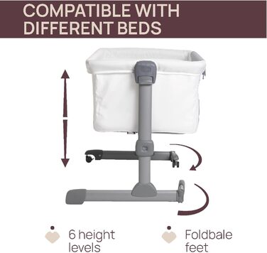 Ліжко-гойдалка Chicco Next2Me Essential для новонароджених, біле. Регульована висота, дихаюча тканина, матрац та сумка в комплекті, 0-6 місяців.