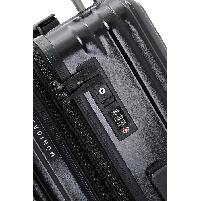 Чорний валіза на 4 колесах з TSA-замком, телескопічною ручкою та жорсткою оболонкою (Münicase M816, Mittel)