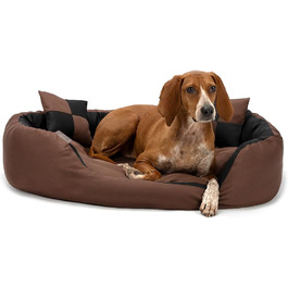 Лежак для собак lionto 4-в-1, (M) 85x70 см, чорний/коричневий