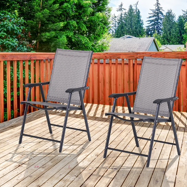 Outsunny Camping Chairs Набір з 2 розкладних крісел Підлокітник Крісло для риболовлі металеве сіре 58x64x94см | Аосом