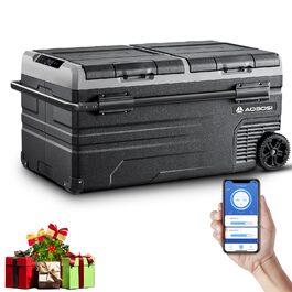 Автомобільний компресорний холодильник AAOBOSI 45л з Wi-Fi, USB-зарядкою, LED-підсвіткою 12/24V/220V для авто, кемпінгу, подорожей