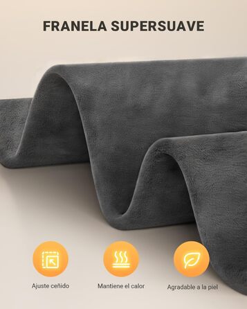 Електрична грілка iDOO 61x84 см з автовимкненням, для спини, шиї, плечей, 6 рівнів нагріву, таймер, сірий фланель, пральна