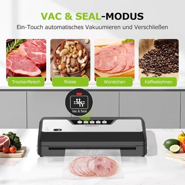 Вакууматор для продуктів Bonsenkitchen з вбудованим різаком, компактний вакууматор для Sous Vide та заготовок, кілька режимів роботи, чорний (в комплекті 1 рулон та 5 пакетів)