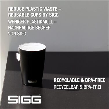 Кружка SIGG Neso Pure Ceram з Tritan-кришкою, нержавіюча сталь 18/8, 0.3/0.4L, чорна, миється в посудомийній машині, BPA-free