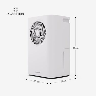 Зволожувач повітря Klarstein CircleDry 12L Smart з Wi-Fi, тихий 38dB, таймер 24г, безперервна злив, контроль вологості, для приміщень до 24м², білий