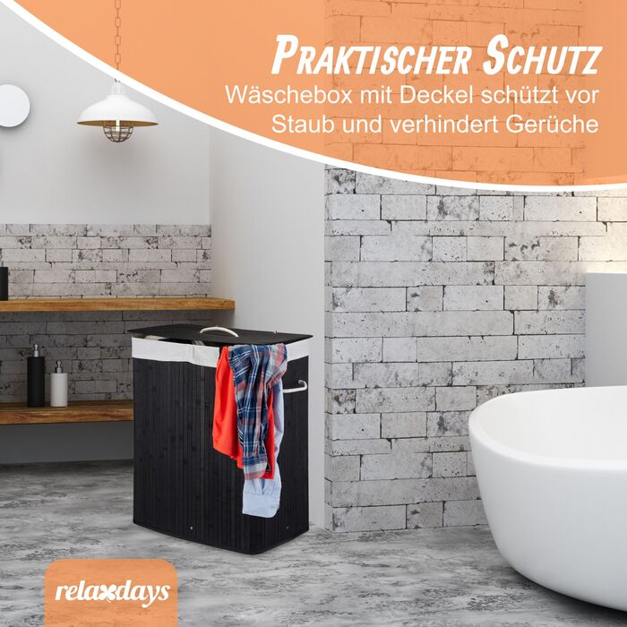 Кошик для білизни Relaxdays з бамбука та кришкою