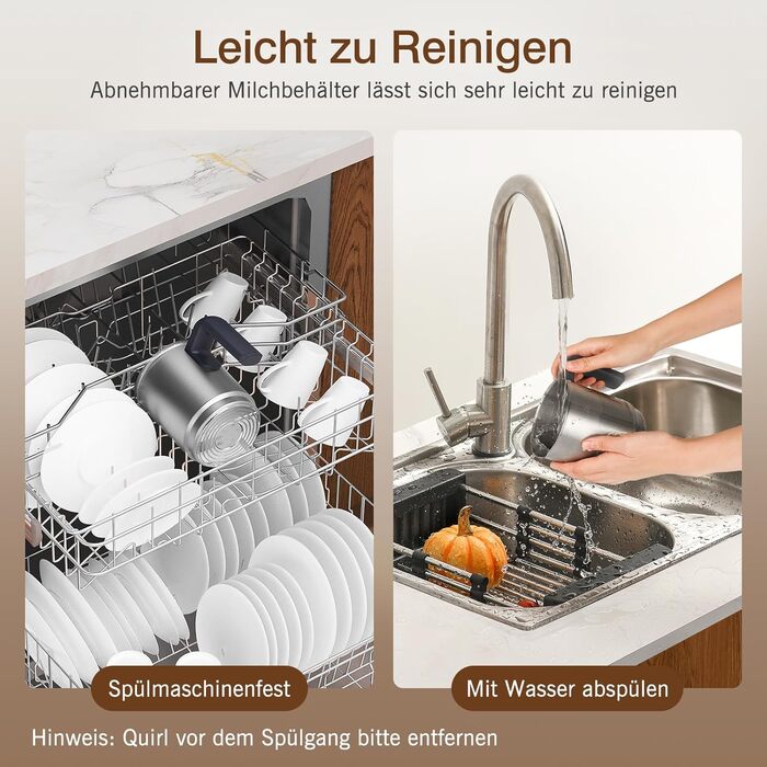 Електричний спінювач молока SIMPLETASTE 4-в-1: гарячий та холодний пінок, нагрів молока, какао, антипригарне покриття, автовимкнення, тиха робота, BPA-free, для капучіно та лате, темно-синій (безпечно мити в посудомийній машині та з запасним вінчиком)