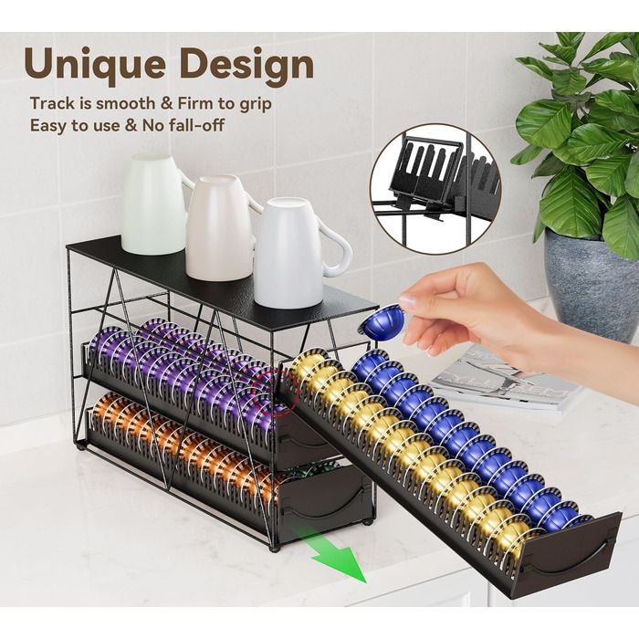Тримач для капсул Vertuo/Nespresso (90 шт.) - металевий, чорний