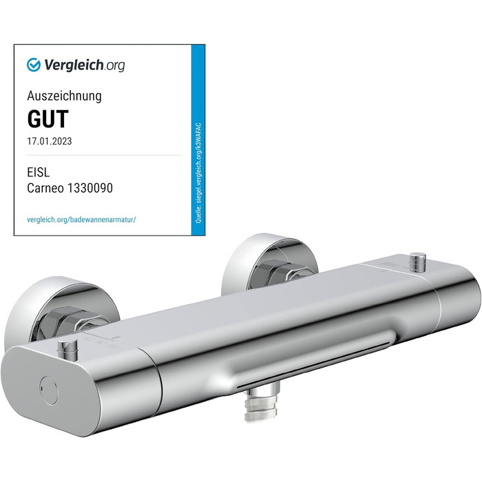 Змішувач для ванни EISL CARNEO з термостатом, водоспадом та захистом від перегріву (38°C), хром