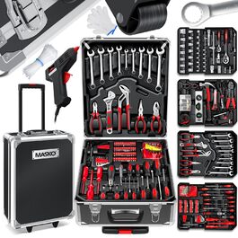 Набір інструментів MASKO 1400 предметів в алюмінієвому кейсі на колесах для дому, авто та хобі - професійний візок для інструментів