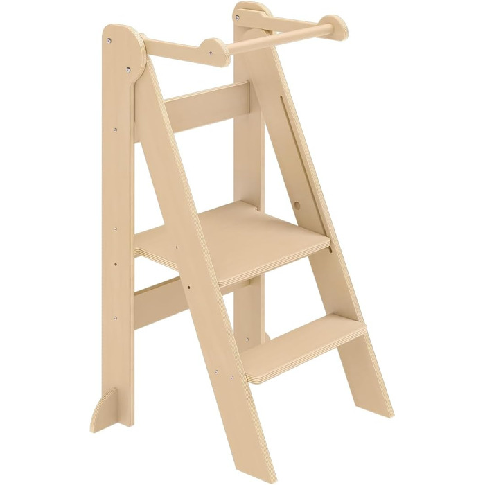 Bellabino Tay: Навчальний столик-лесенка для дітей від 1 року - Білий, регульований, Монтессорі, з захистом від перекидання, з натурального дерева, для безпечного самостійного навчання