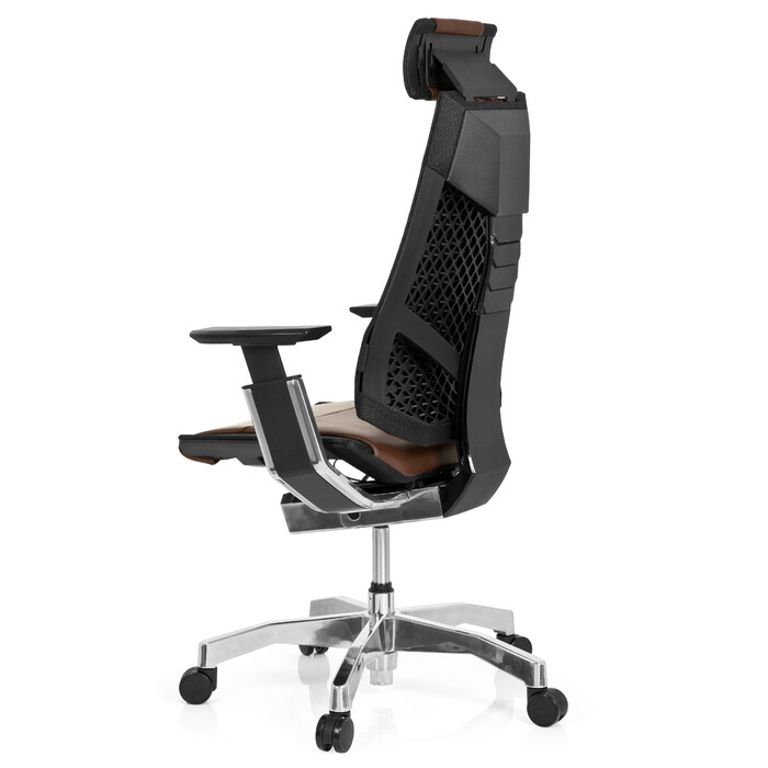 Крісло офісне GENIDIA PRO шкіряне коричневе hjh OFFICE