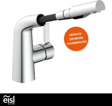 Змішувач для ванної кімнати EISL COOL з висувною лійкою для миття волосся, водозберігаючий кран, хром