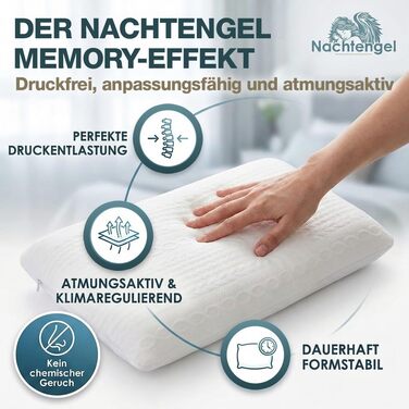 Ортопедична подушка для сну 40x60 з Memory Foam та підтримкою шиї – біла подушка для спини, живота та бокового сну Oeko-TEX, 12 см