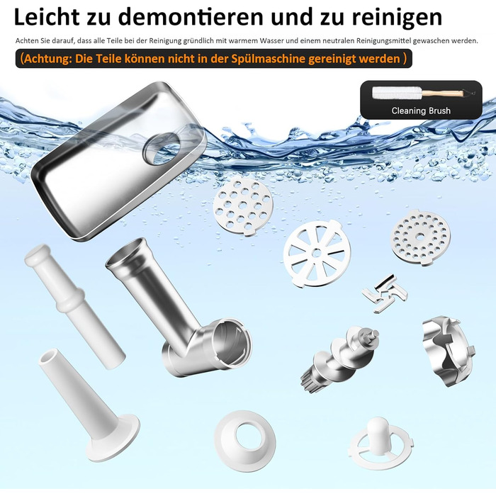 Електричний м'ясорубка STANEW Fleischwolf 3 в 1: м'ясорубка, машина для куббе та ковбас, нержавіюча сталь, 3,5 кг/хв, 3500 Вт