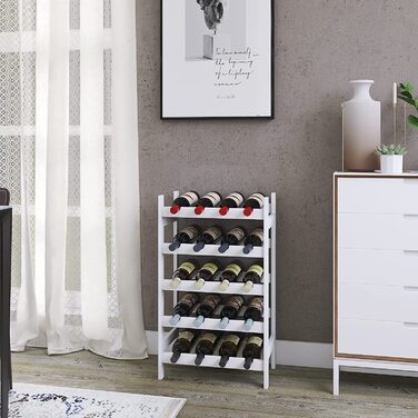 Стильна полиця для вина на 20 пляшок SMIBUY з бамбука - 5 ярусна, для кухні, комори, погреба, бару