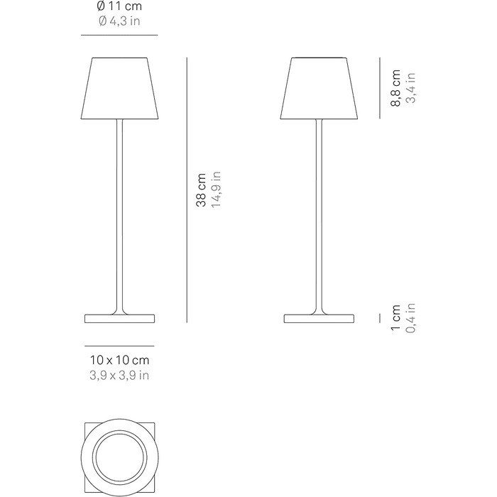 Zafferano Poldina Pro: Бездротова LED-лампа на стіл з торшером, сенсорне керування, для дому та саду, 2200-3000K, 38 см