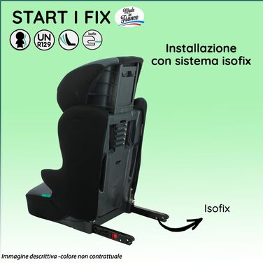 Автокрісло-бустер Isofix START I FIX 106-140 см R129 i-Size - Для дітей від 5 до 10 років - Регульований по висоті підголівник - Відкидна основа (Lion King)